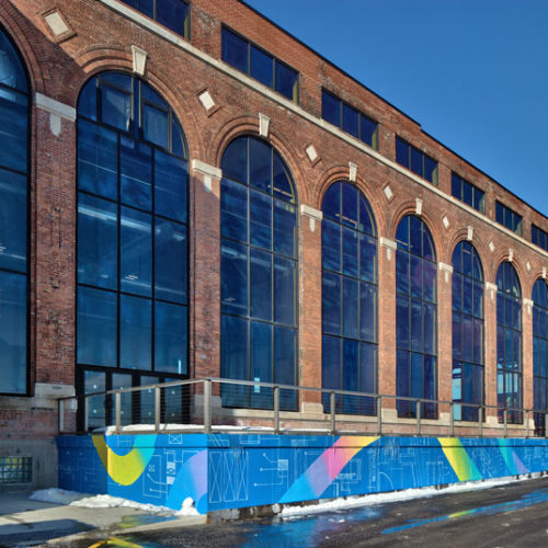Exterior of The Powerhouse with patio space